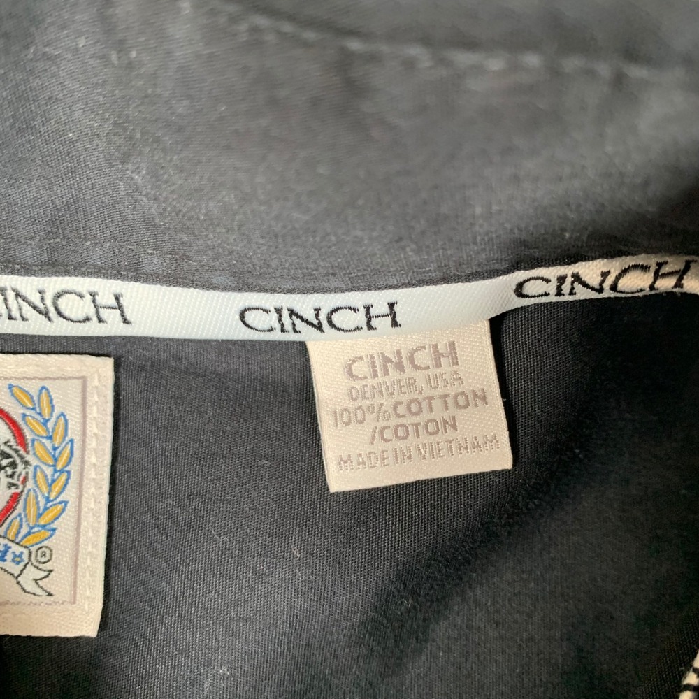 Cinch Button Down Shirt Men Large Black Long Sleeve Western Cotton Pocket Casual - Picture 6 of 7